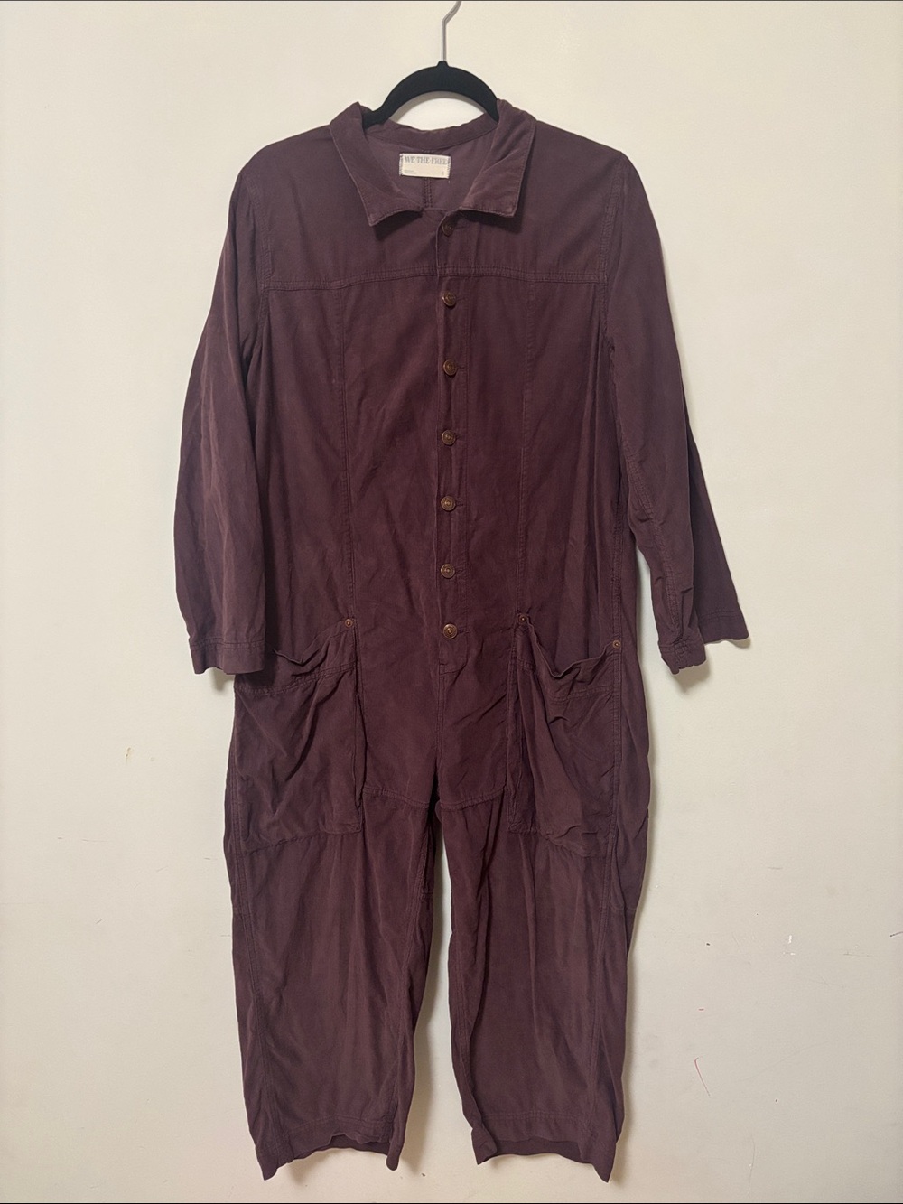 free people corduroy  Button-Front Utility Jumpsuit